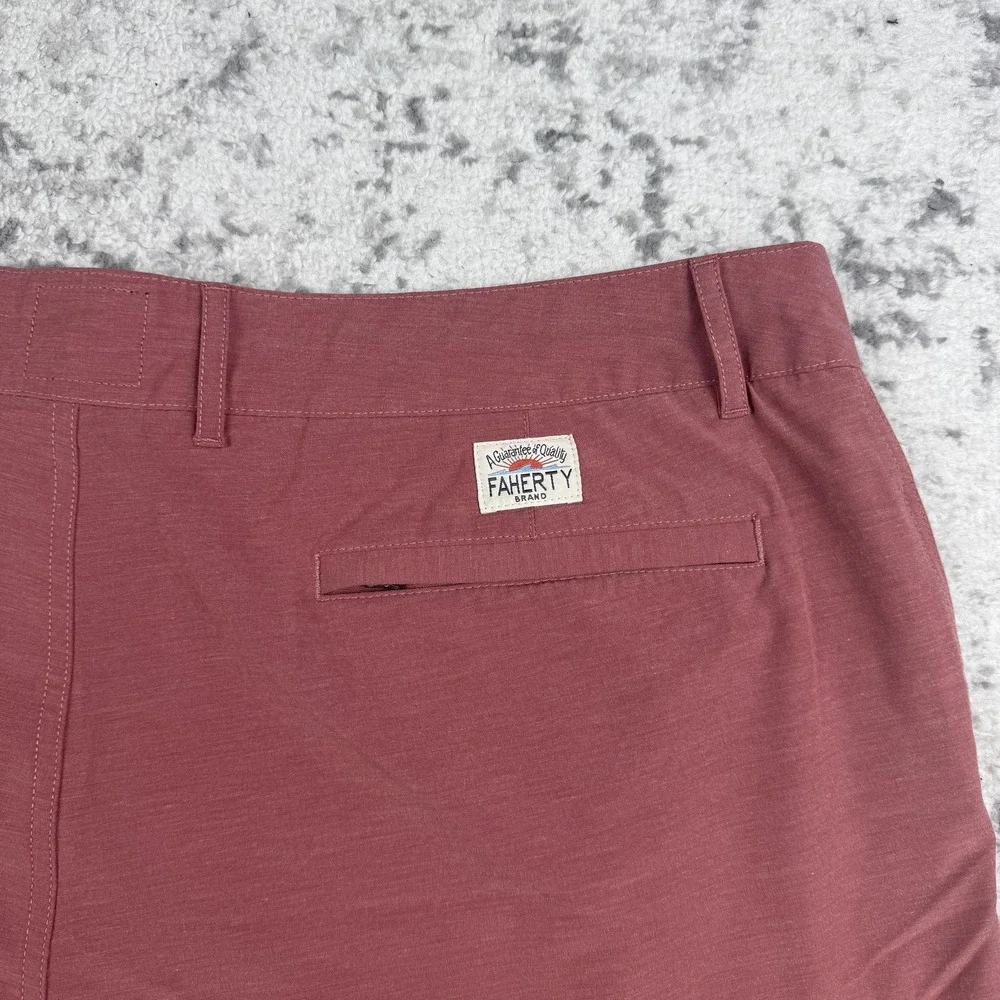 Faherty All Day Shorts Mens 38 Red Swim Trunks Drawstring Stretch Hybrid